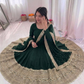 Dark Green Color Roman Silk Sequins Work Anarkali Suits With Dupatta Near Me