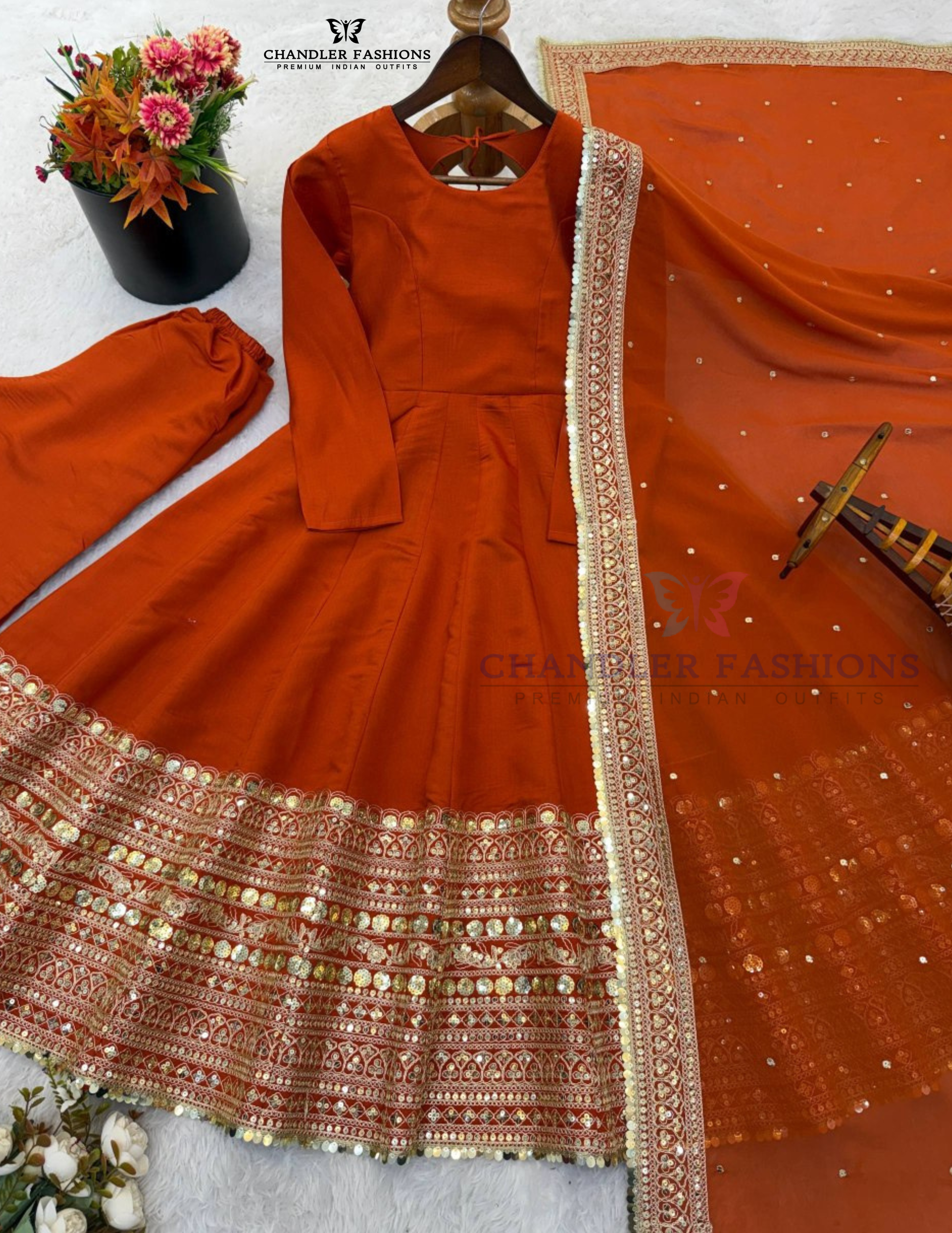 Roman Silk Sequins Work Anarkali Suits With Dupatta In Prescott