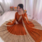 Pumpkin Orange Color Roman Silk Sequins Work Anarkali Suits Near Me