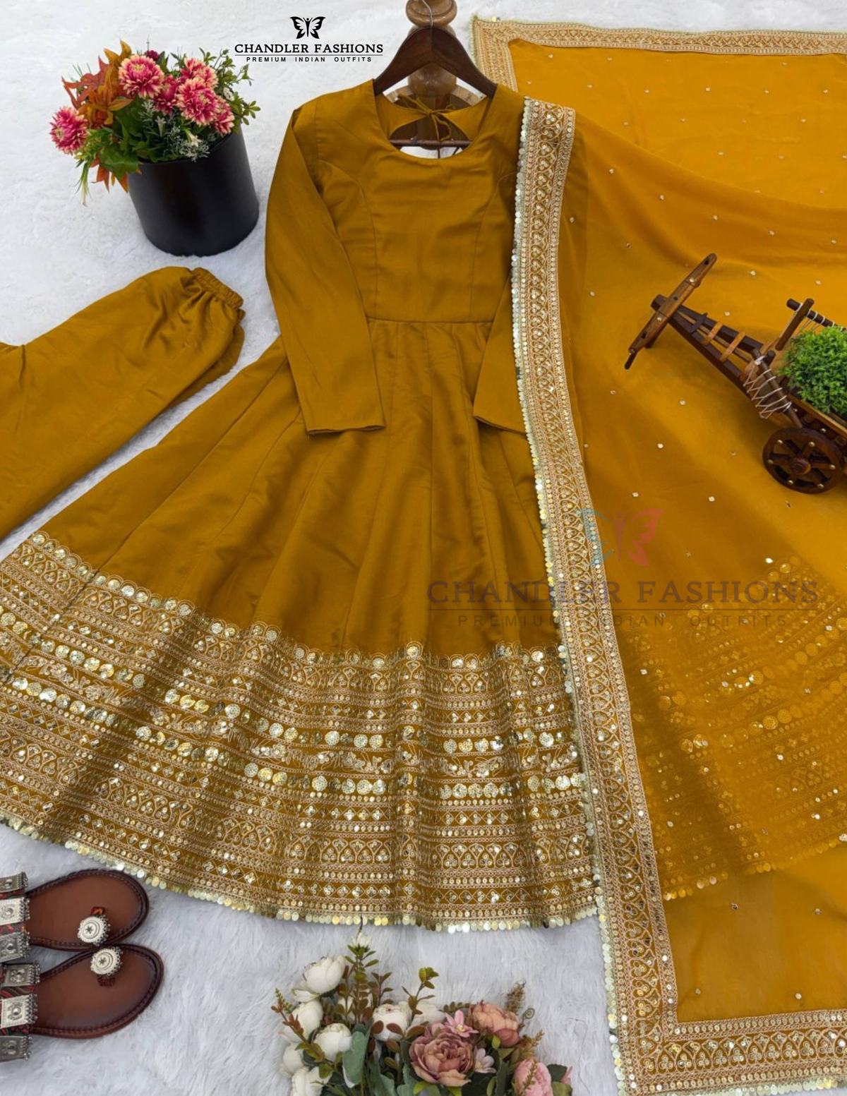 Roman Silk Sequins Work Anarkali Suits With Dupatta In Suncity