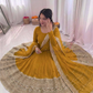 Mustard Yellow Color Roman Silk Sequins Work Anarkali Suits Near Me