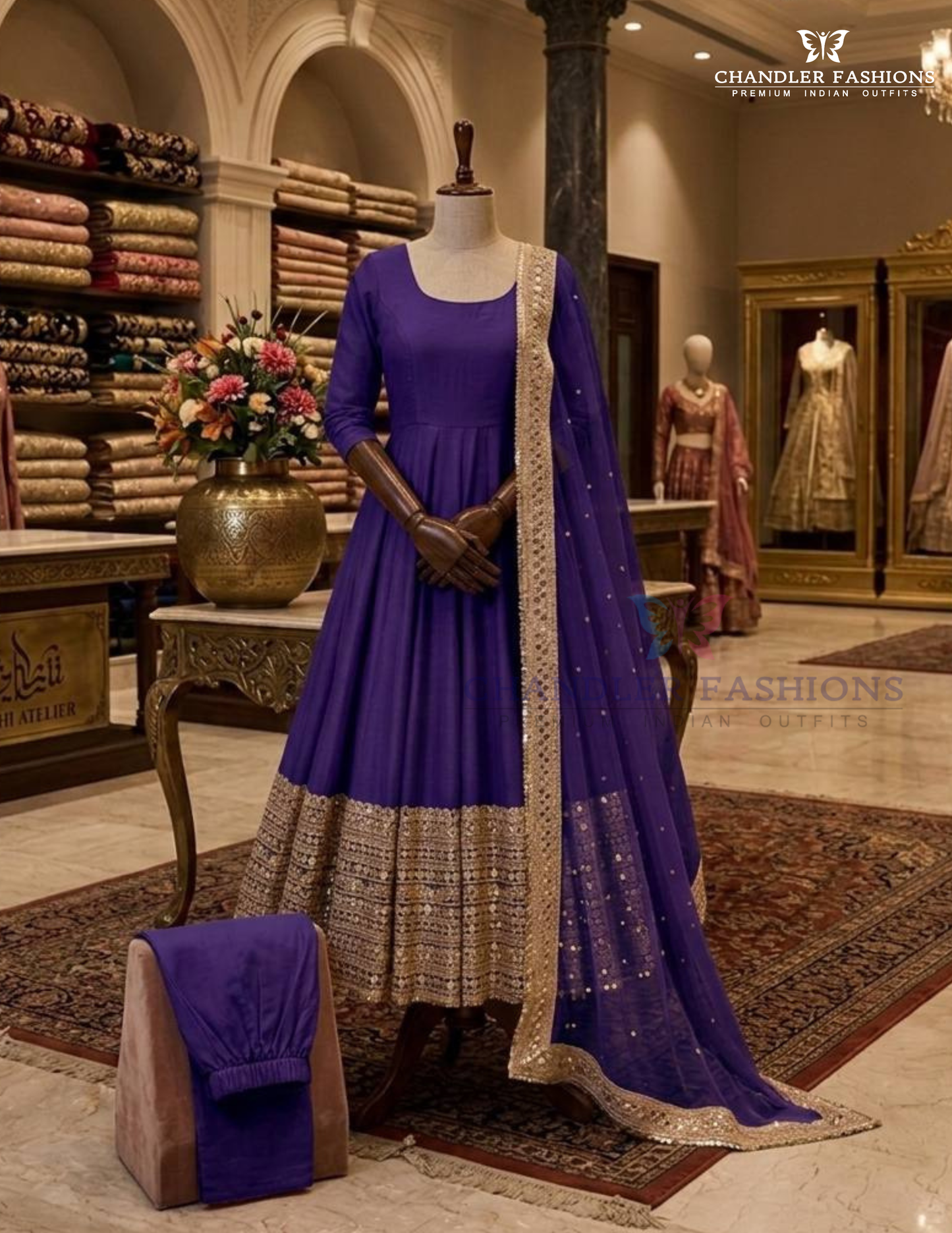 Purple Color Roman Silk Anarkali Suits In Yuma