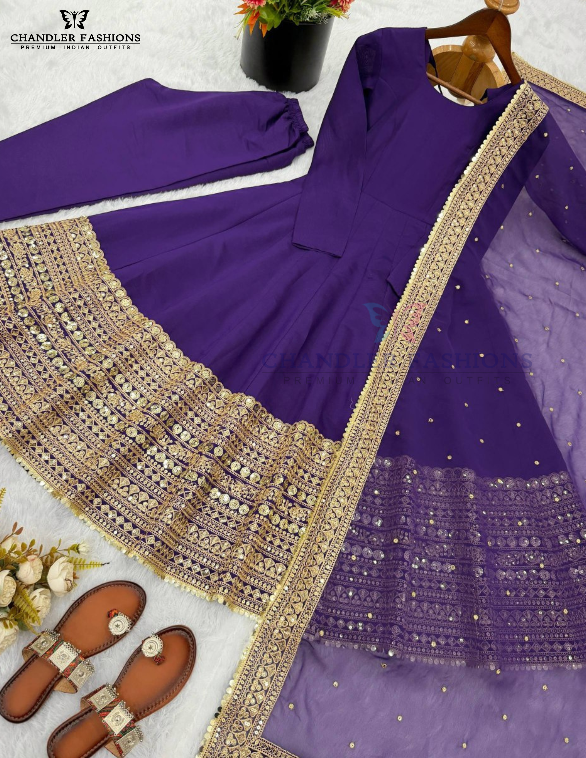 Roman Silk Sequins Work Anarkali Suits In Tempe