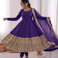 Purple Color Roman Silk Sequins Work Anarkali Suits In USA