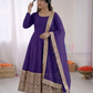 Gorgeous Purple Color Roman Silk Sequins Work Anarkali Suits With Dupatta