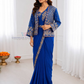 Amazing Royal Blue Color Embroidery Work Ready To Wear Saree Near Me