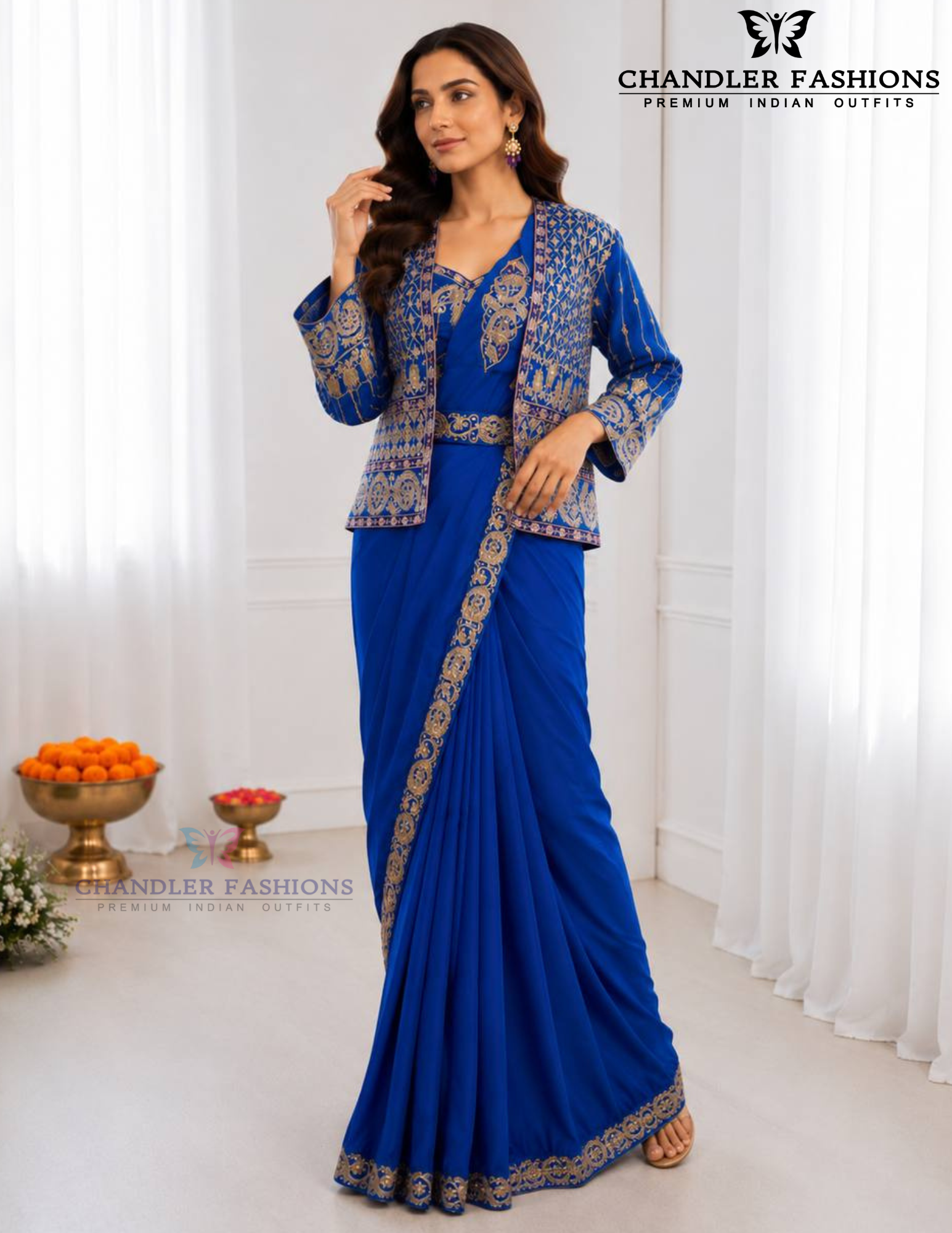 Blue Color Ready To Wear Saree In Tempe