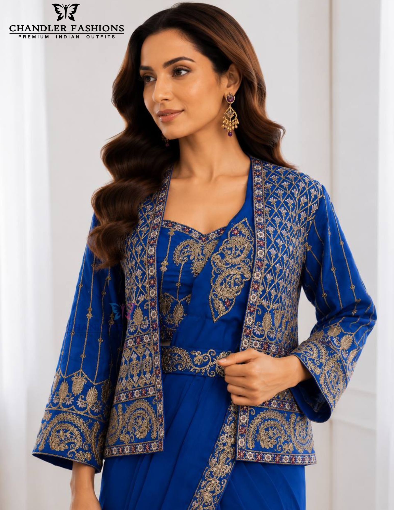 Blue Color Embroidery Work Ready To Wear Saree In Mesa