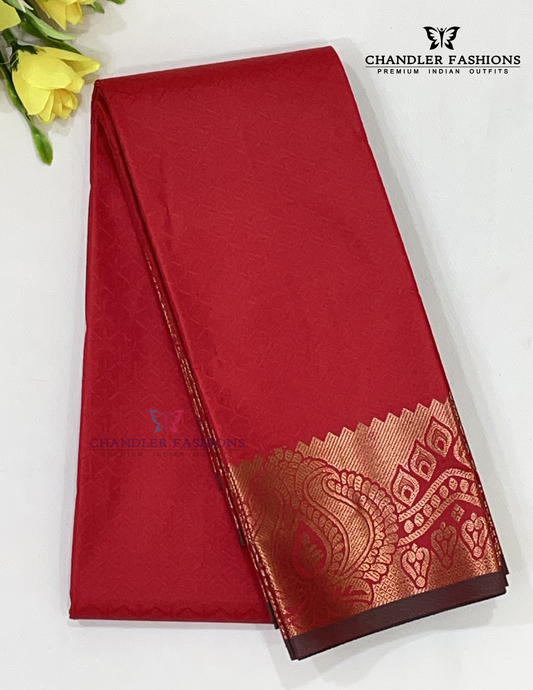 Amazing Red Color Red Art Silk Saree Gold Zari Border With Traditional And Floral Motifs For Women