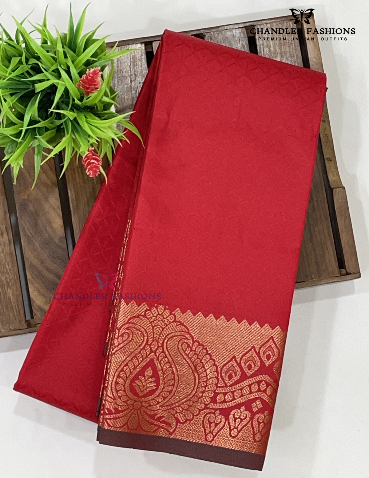 Red Color Art Silk Saree Gold Zari Border With Traditional And Floral Motifs Near Me