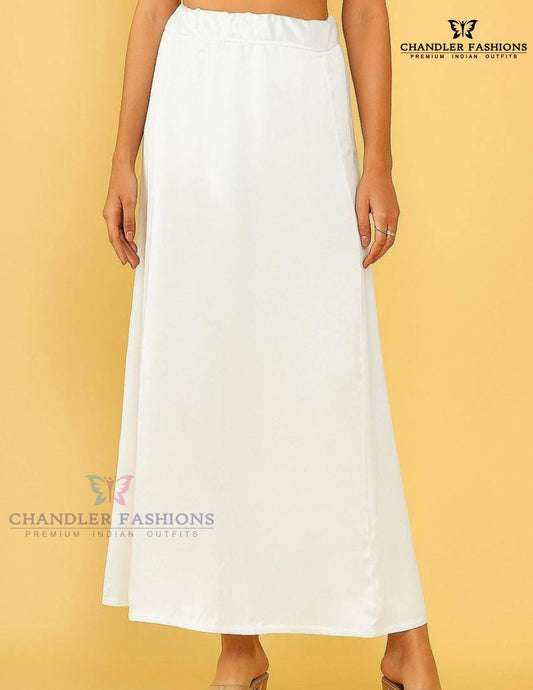 Charming White Color Women's Readymade Petticoat For Saree