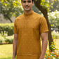 Pretty Mustard Yellow Color Silk Cotton Short Kurta For Men