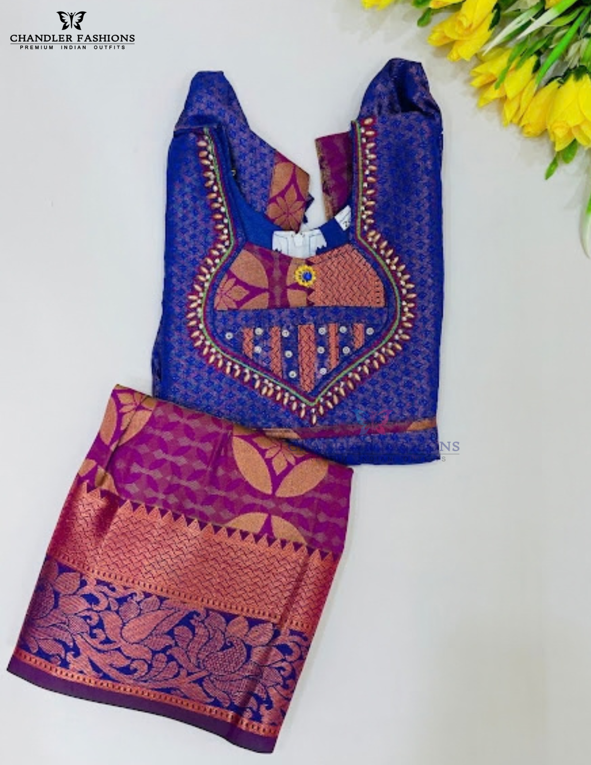 Violet And Purple Color Art Silk Langa Set With Zari Work Near Me