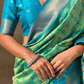 Green And Blue Ethnic Motifs Design Zari Saree In Douglas