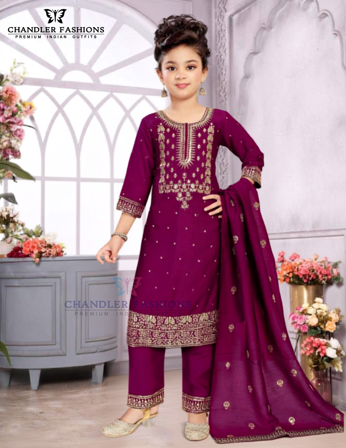 Wonderful Magenta Color Silk Salwar Suit With Embroidery Work For Girls