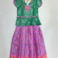 Amazing Green And Pink Color Art Silk Langa Set With Designer Zari Work For Girls