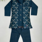 Amazing Dark Green Color Silk Cotton Sherwani With Embroidery Work For Boys
