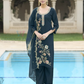 Attractive Teal Blue Color Rayon With Sequins And Thread Work Salwar Suits With Dupatta