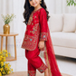 Red Color Embroidery Work Palazzo Suits In Mesa