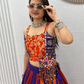 Orange And Blue Color Cotton With Chaniya Choli 