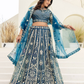 Blue Color Net Embellished Embroidered Lehenga Choli In Yuma