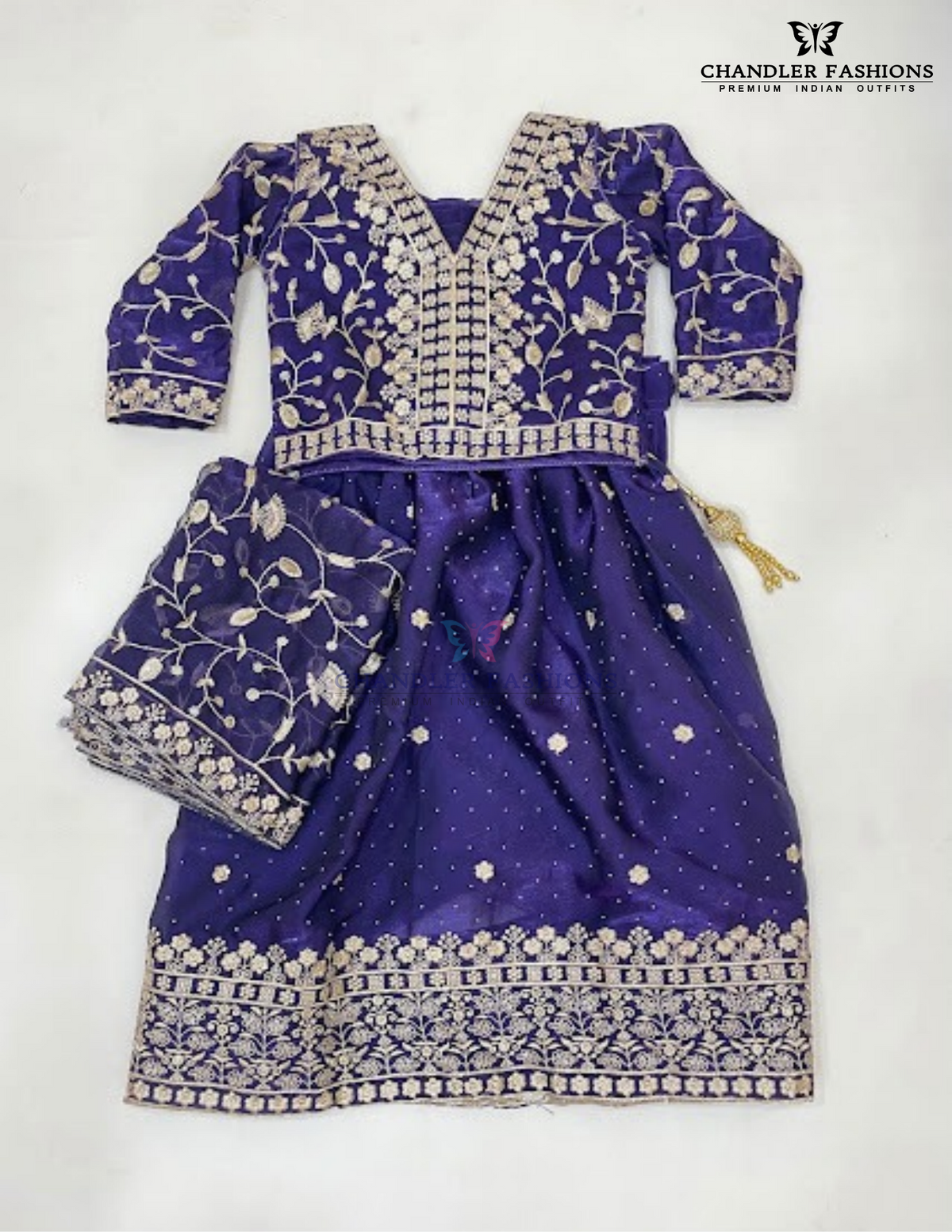 Wonderful Purple Color Georgette Choli Set With Embroidery And Stones Work For Girls