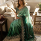 Teal Green Color Fendy Chiffon Saree Near Me