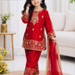Red Color Ready to Wear And Embroidery Work Palazzo Suits In USA