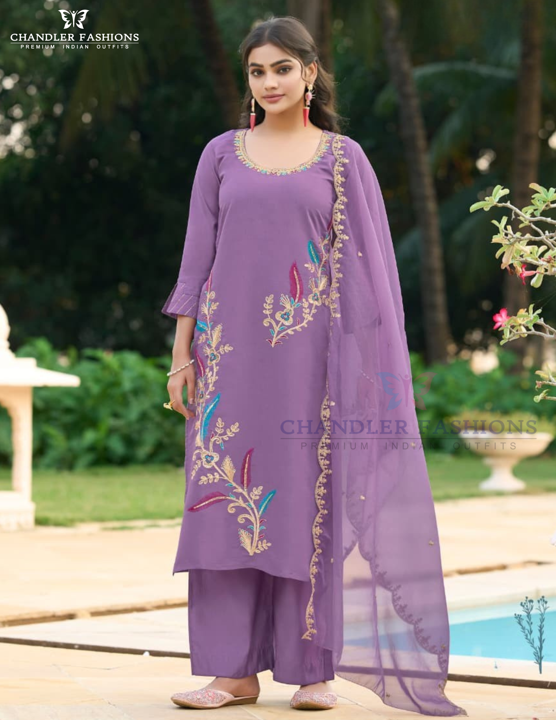 Charming Lavender Color Rayon With Sequins And Thread Work Salwar Suits With Dupatta