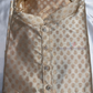 Amazing Cream Color Jacquard With Printed Work Kurta Suits For Men