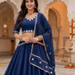 Navy Blue Color Roman Silk With Gota And Lace Work Chaniya Choli Near Me