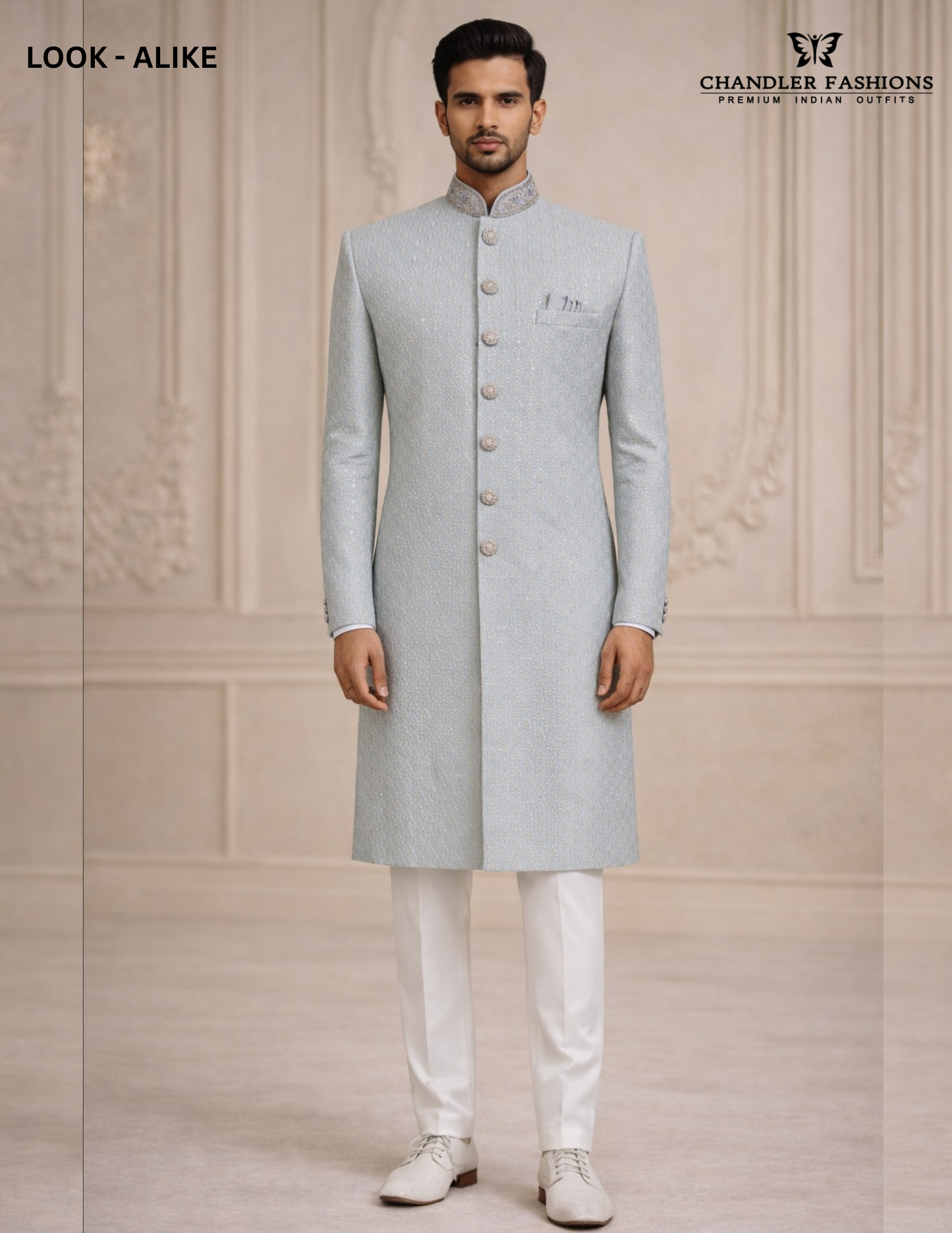 Captivating Off White Color Silk With Hand Embroidery Work Sherwani Suits For Men - PREMIUM QUALITY