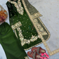 Green Color Palazzo Suits With Embroidery And Sequins Work In USA