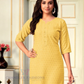 Yellow Color Rayon With Chikankari Work Kurti Near Me
