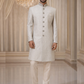 Marvelous Gray Color Silk With Hand Embroidery Work Sherwani Suits For Men - PREMIUM QUALITY