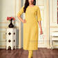 Stunning Yellow Color Rayon With Chikankari Work Kurti For Women