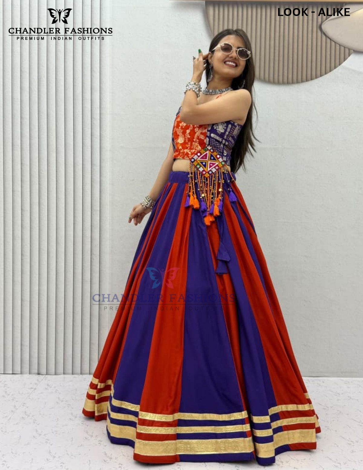 Orange And Blue Color Cotton With Gamthi And Print Work Chaniya Choli  Near Me