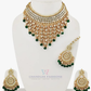 Attractive Green And White Stones With Gold Plated Choker Maang Tikka And Earrings