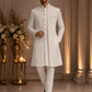 Magnificent Cream Color Silk With Sequins And Embroidery Work Sherwani Suits For Men - PREMIUM QUALITY