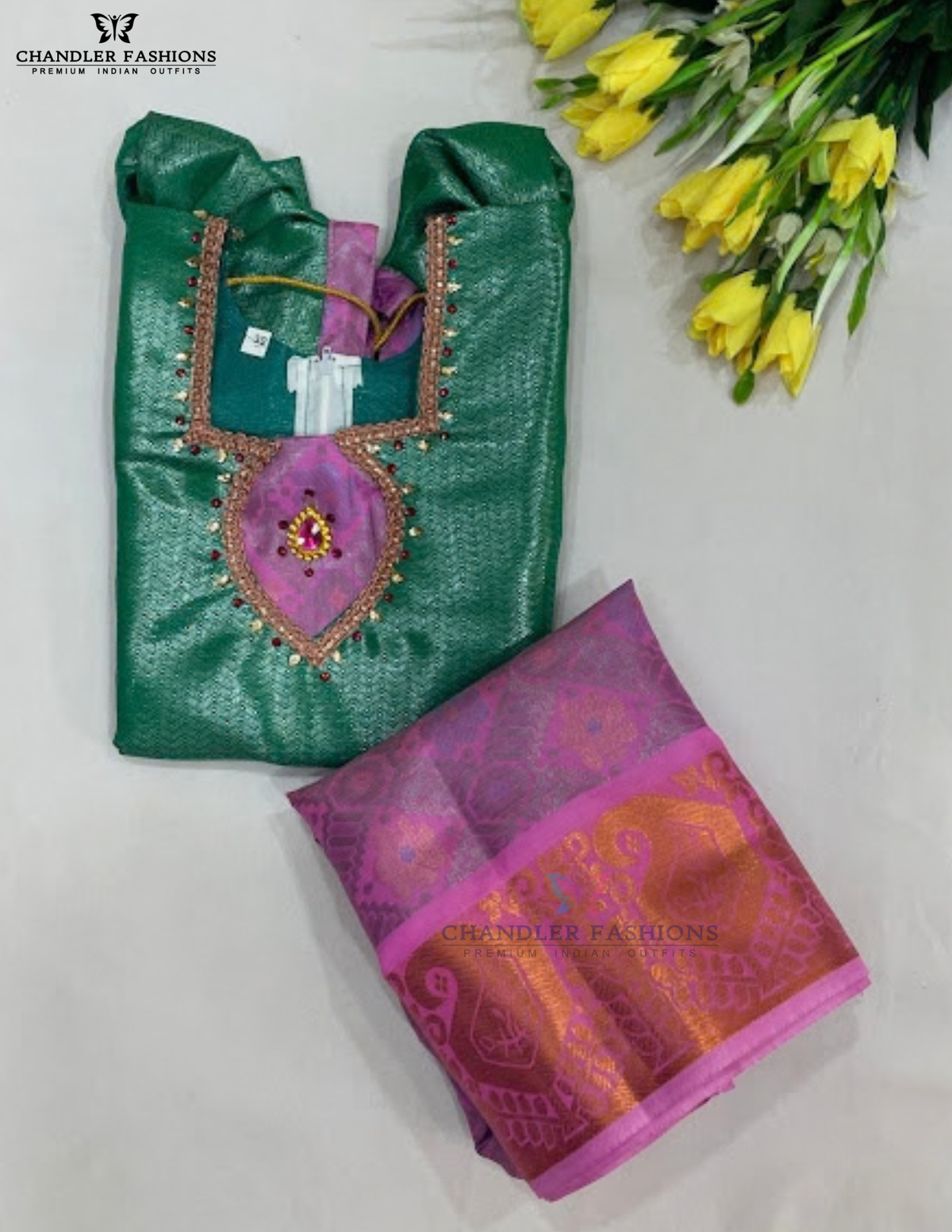 Amazing Green And Pink Color Art Silk Langa Set With Designer Zari Work Near Me