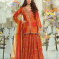 Beautiful Orange Color Chinon With Digital Print And Embroidery Work Palazzo Suit For Women