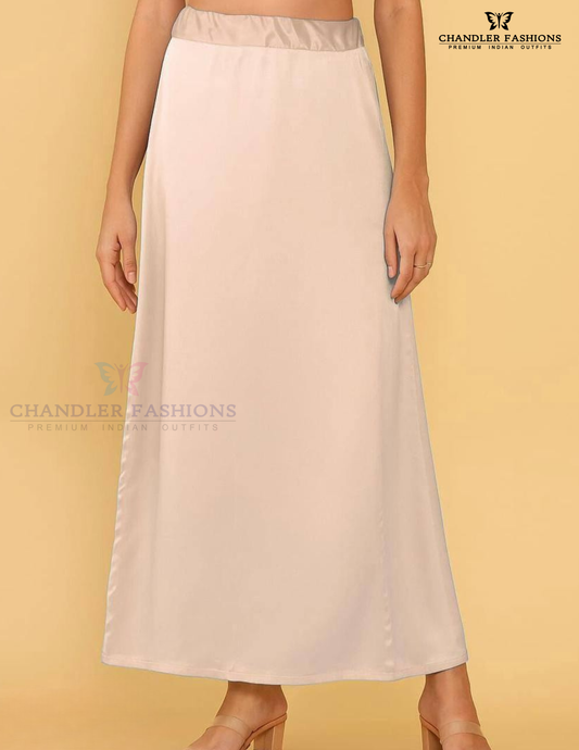 Beautiful Beige Color Satin Readymade Petticoat For Women