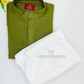Olive Green Color Cotton Kurta Set Near Me