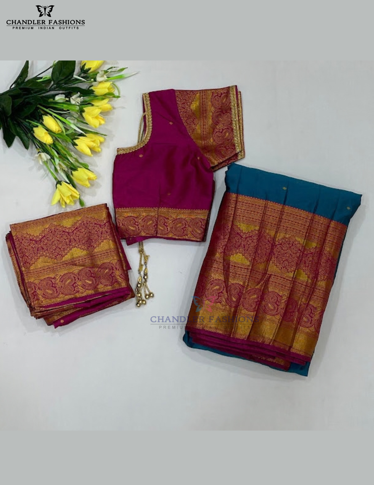 Alluring Dark Pink And Green Color Soft Silk Half Saree Set Near Me