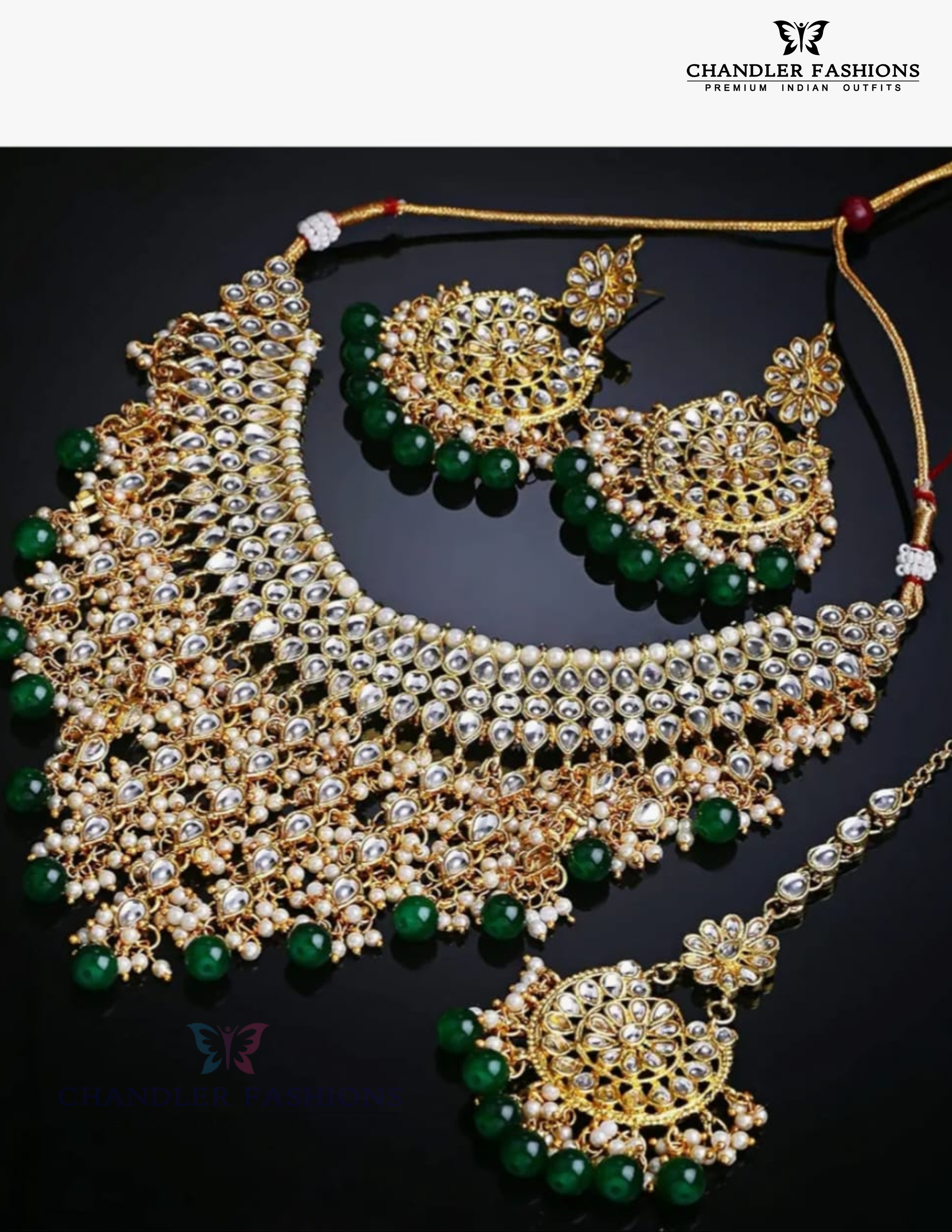 Gold Plated Choker Maang Tikka And Earrings In Chandler
