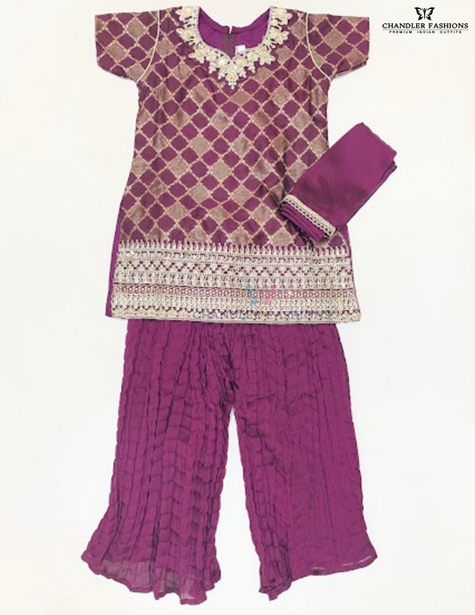Stunning Maroon Color Georgette Palazzo Suits With Embroidery And Sequins Work For Girls 
