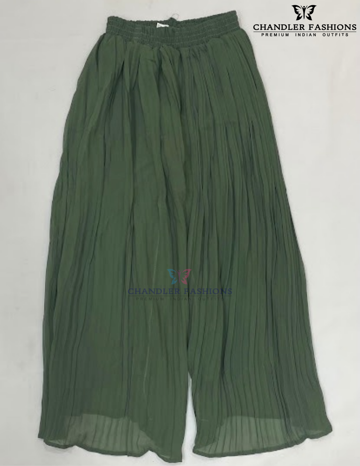 Olive Green Color Georgette Palazzo Suits In Surprise