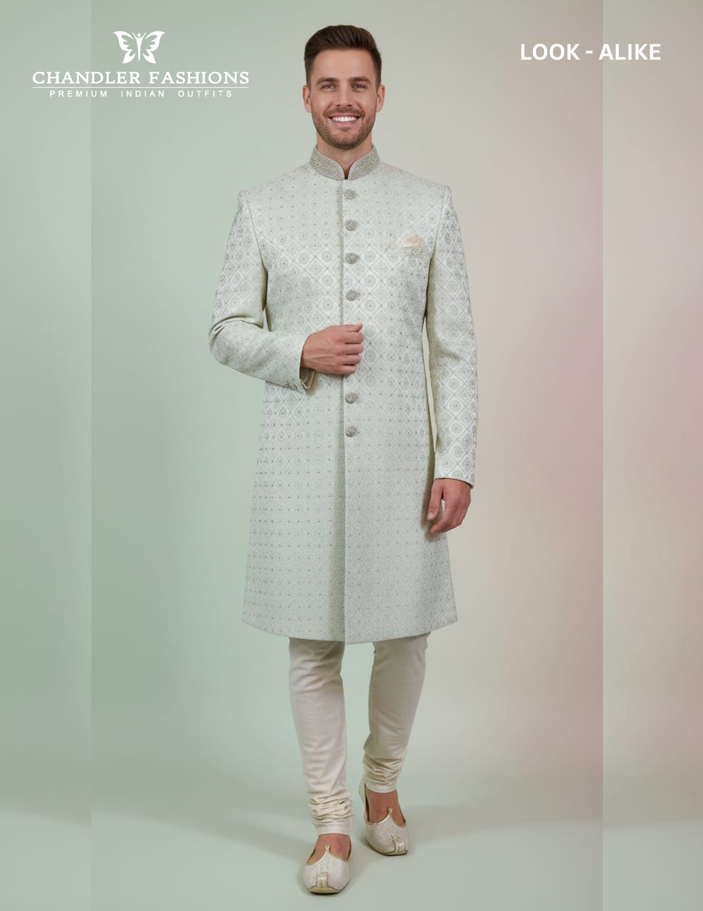 Luxurious Off White Color Silk With Hand Embroidery And Stone Work Sherwani Suits - PREMIUM QUALITY
