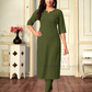 Appealing Olive Green Color Rayon With Chikankari Work Kurti For Women