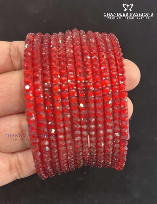 Alluring Red Color Raindrop Glass Bangles For Women